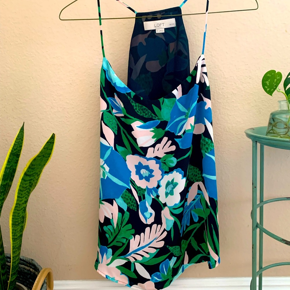 Loft Tropical Floral Racerback Top